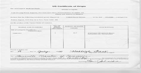U.S Certificate of Origin Help Index .